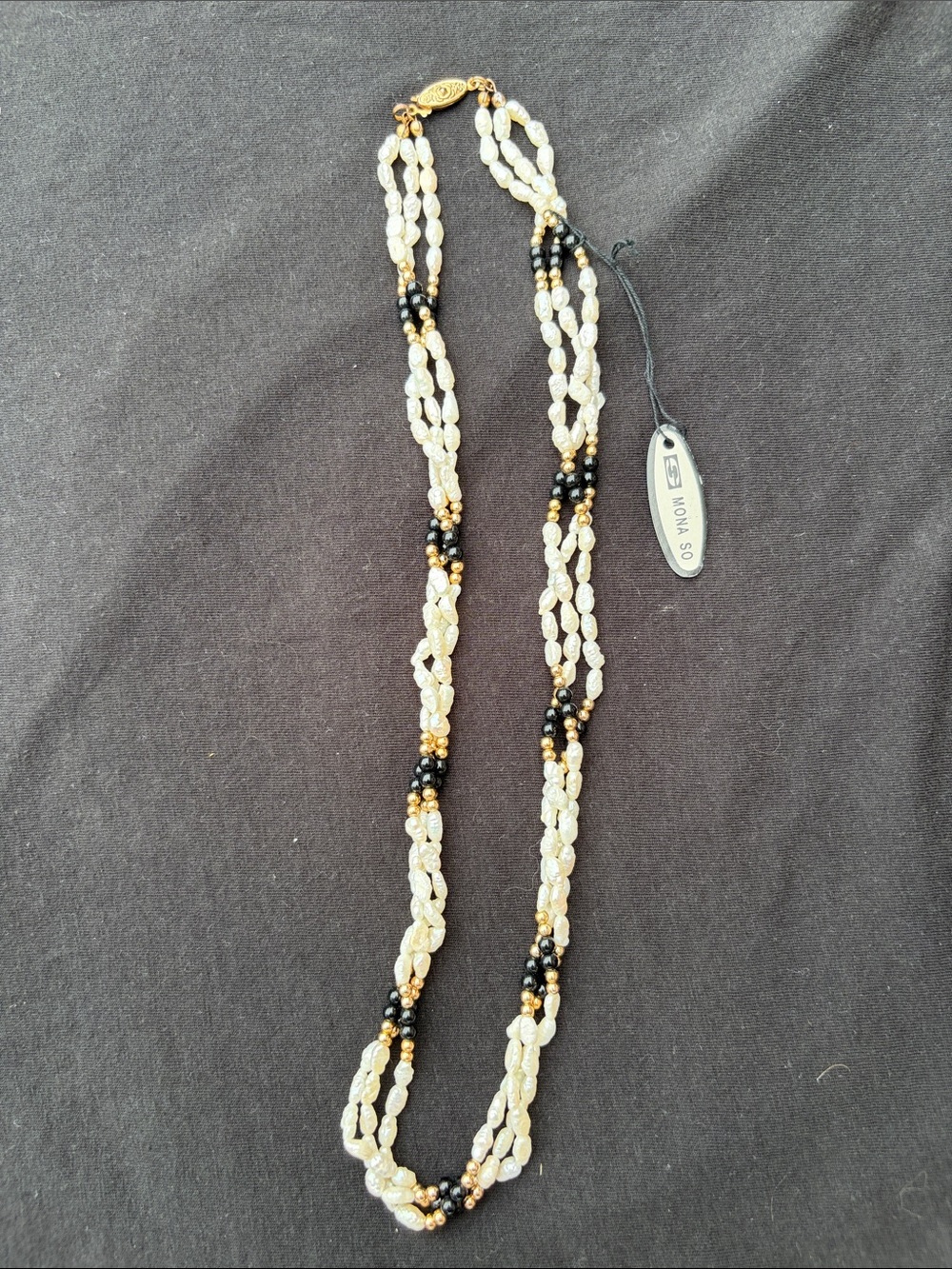 Mona So fresh water twisted pearl necklace